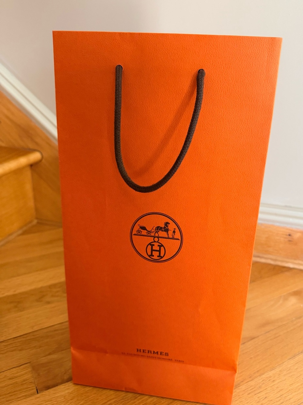 Hermes Orange Gift Tote with Black Logo